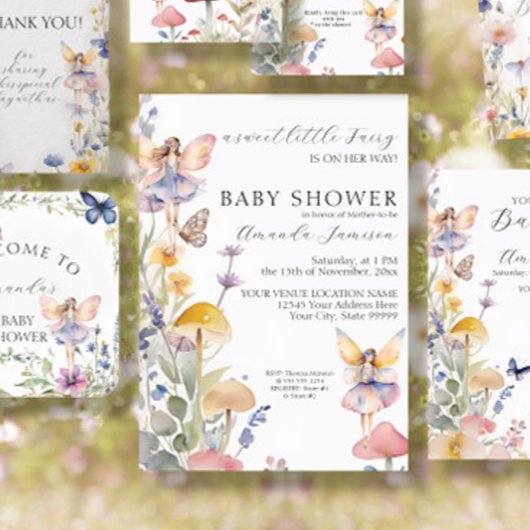 Invitation Fées florales Baby shower Fleur sauvage enchanté