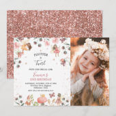 Invitation Fées florales Filles Photo Fête d'anniversaire (Devant / Derrière)
