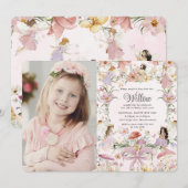 Invitation Fées Whimsical Anniversaire Fleur Jardin Photo (Devant / Derrière)