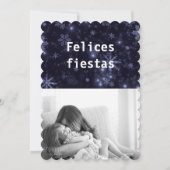 Invitation Felices Fiestas Snowflakes Midnight Blue Flat Card (Devant)