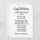 INVITATION FÉLICITATIONS (Dos)