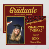 Invitation Félicitations à la fête de graduation Personnalise (Devant / Derrière)