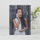 Invitation Félicitations à la graduation simple noir gris pho (Debout devant)