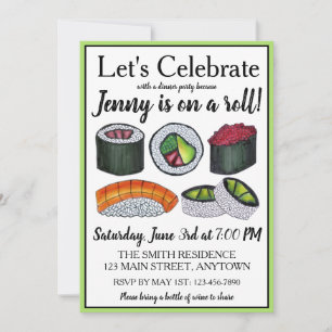 Invitation Félicitations à l'occasion d'une marche (Sushi)