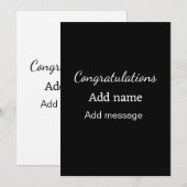 Invitation Félicitations ajoutez un message de nom simple dip (Devant / Derrière)