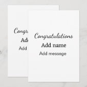 Invitation Félicitations ajoutez un nom message simple diplôm (Devant / Derrière)