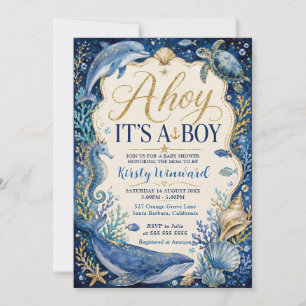 Invitation Félicitations C'est un Garçon : Baby Shower Marin