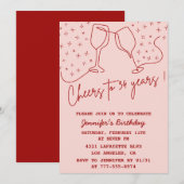 Invitation Félicitations Champagne Rose Élégant 34e anniversa (Devant / Derrière)
