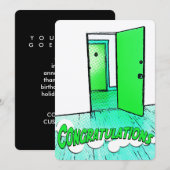 Invitation félicitations comic door (Devant / Derrière)
