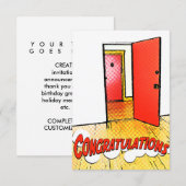 Invitation félicitations comic door (Devant / Derrière)