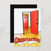 Invitation félicitations comic door (Devant / Derrière)