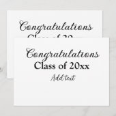 Invitation Félicitations de graduation simples clas d'ajout m (Devant / Derrière)