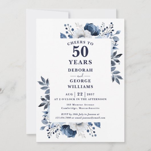 Invitation Félicitations de la Marine pour 50 ans de mariage (Devant)