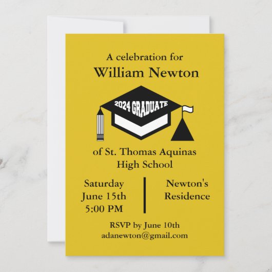 Invitation Félicitations, diplômé 2024 ! (Devant)