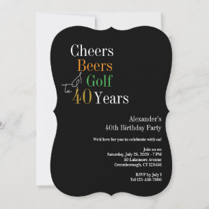Invitation Félicitations et bières Golf 40e anniversaire