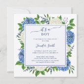 Invitation Félicitations Fleurie Hydrangea C'est un Garçon Ba (Devant)