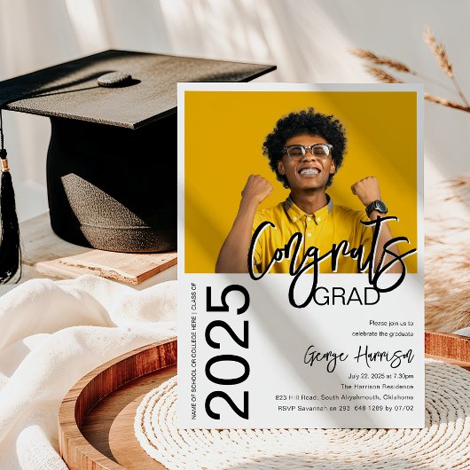 Invitation Félicitations Grad | Diplôme photo