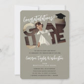 Invitation Félicitations Graduate Grey Cutout Photo Graduate (Devant)