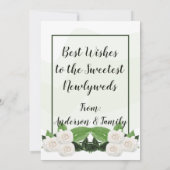 Invitation Félicitations Green White Roses Card (Dos)