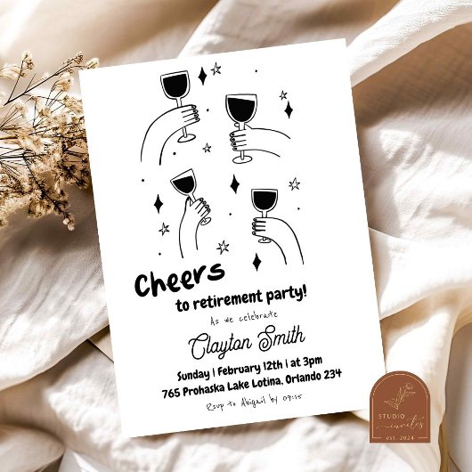 Invitation Félicitations gribouillées pour la fête de retrait