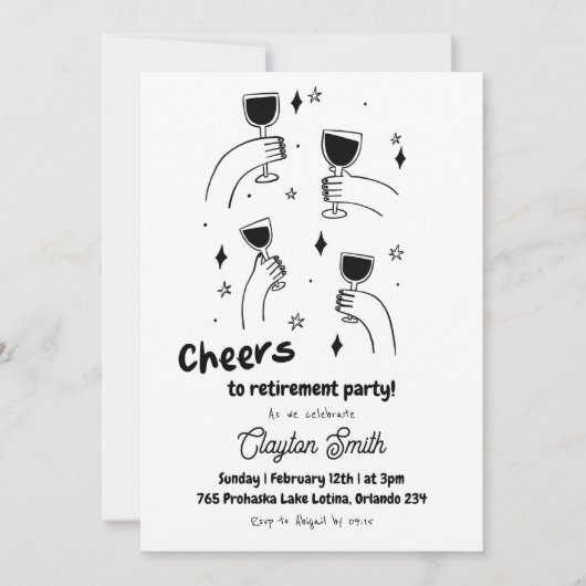 Invitation Félicitations gribouillées pour la fête de retrait (Devant)