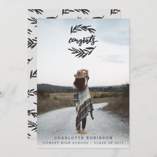 INVITATION FÉLICITATIONS PORTRAIT-NOIR ET BLANC (Devant / Derrière)