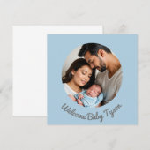 Invitation Félicitations pour le bébé garçon bleu personnalis (Devant / Derrière)