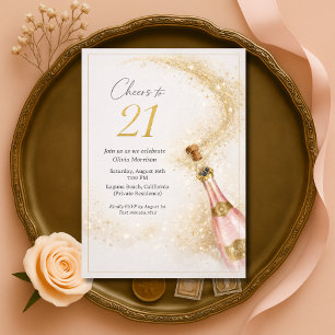 Invitation Félicitations pour les 21 ans Champagne Rose Gold