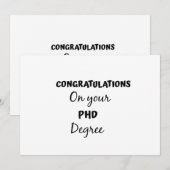Invitation félicitations pour votre diplôme de doctorat (Devant / Derrière)