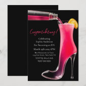 Invitation Félicitations-Stiletto et Cocktails (Devant / Derrière)