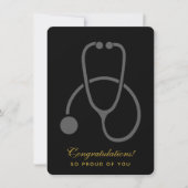 Invitation Félicitations Stylish Grey Stethoscope Grad (Devant)