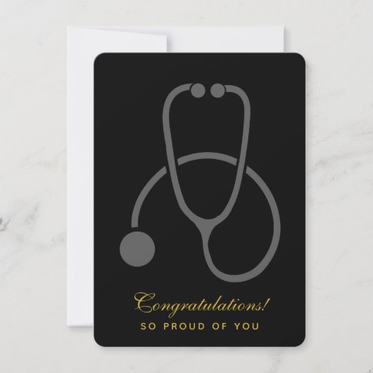 Invitation Félicitations Stylish Grey Stethoscope Grad (Devant)