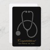 Invitation Félicitations Stylish Grey Stethoscope Grad (Devant / Derrière)
