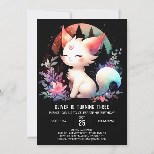 Invitation Feline Digital Cat Anniversaire (Devant)