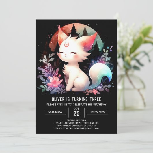 Invitation Feline Digital Cat Anniversaire (Debout devant)