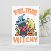 Invitation Feline Witchy Funny Éffrayant Halloween Chat Kitte (Debout devant)