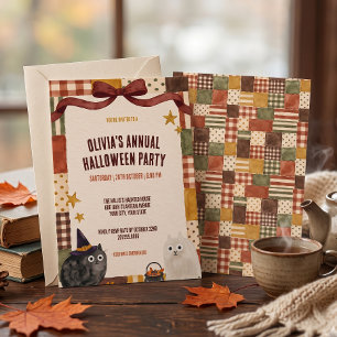 Invitation Félins Caprice Méchant & Soirée Halloween Ruban Ro