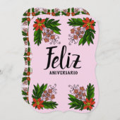 Invitation Feliz aniversario (Devant / Derrière)