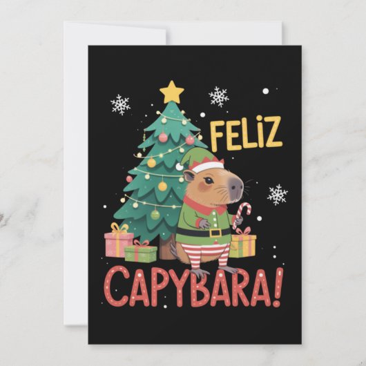 Invitation Feliz Capybara Elf Xmas Christmas Tree (Devant)