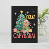 Invitation Feliz Capybara Elf Xmas Christmas Tree (Debout devant)