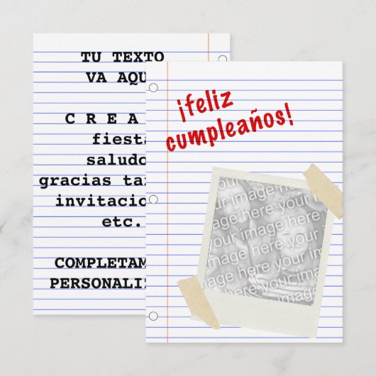 Invitation feliz cumpleanos (Devant / Derrière)