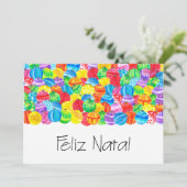 Invitation Feliz Natal Portugais Noël, aquarelle (Debout devant)