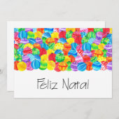 Invitation Feliz Natal Portugais Noël, aquarelle (Devant / Derrière)