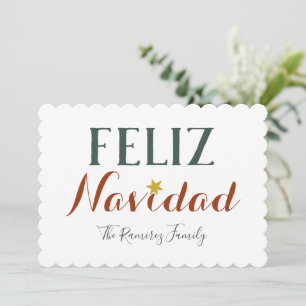 Invitation Feliz Navidad étoile de Noël minimaliste vacances