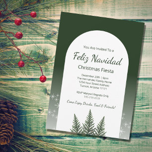 Invitation Feliz Navidad Fiesta Arbres À feuillage persistant