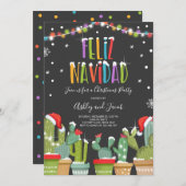 Invitation Feliz Navidad Fiesta Christmas (Devant / Derrière)