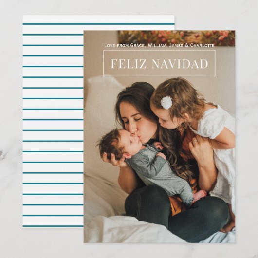 Invitation Feliz Navidad Modern Christma (Devant / Derrière)