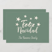 Invitation Feliz Navidad Modern Christmas Famille Salutation (Devant / Derrière)
