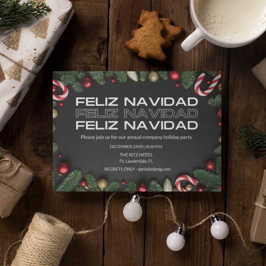 Invitation Feliz Navidad Office Entreprise Fête de Noël