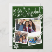 Invitation Feliz Navidad Snowflake Rustic 3 Photos de Christm (Devant)